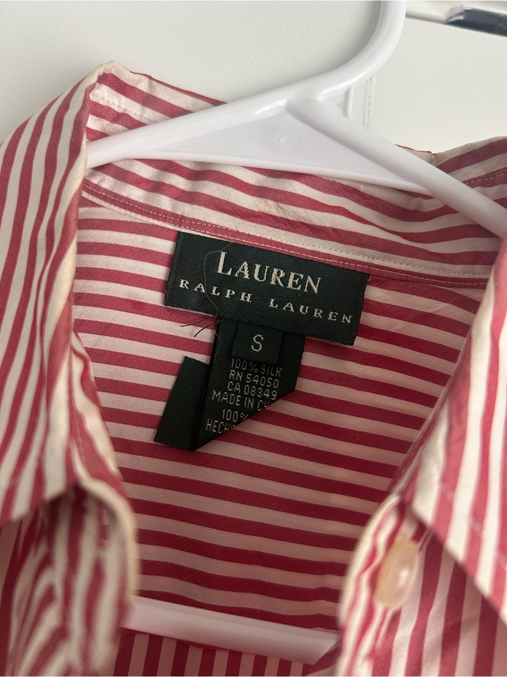 Lauren Ralph Lauren Red and White Striped Button-Down Shirt - Picture 2 of 5